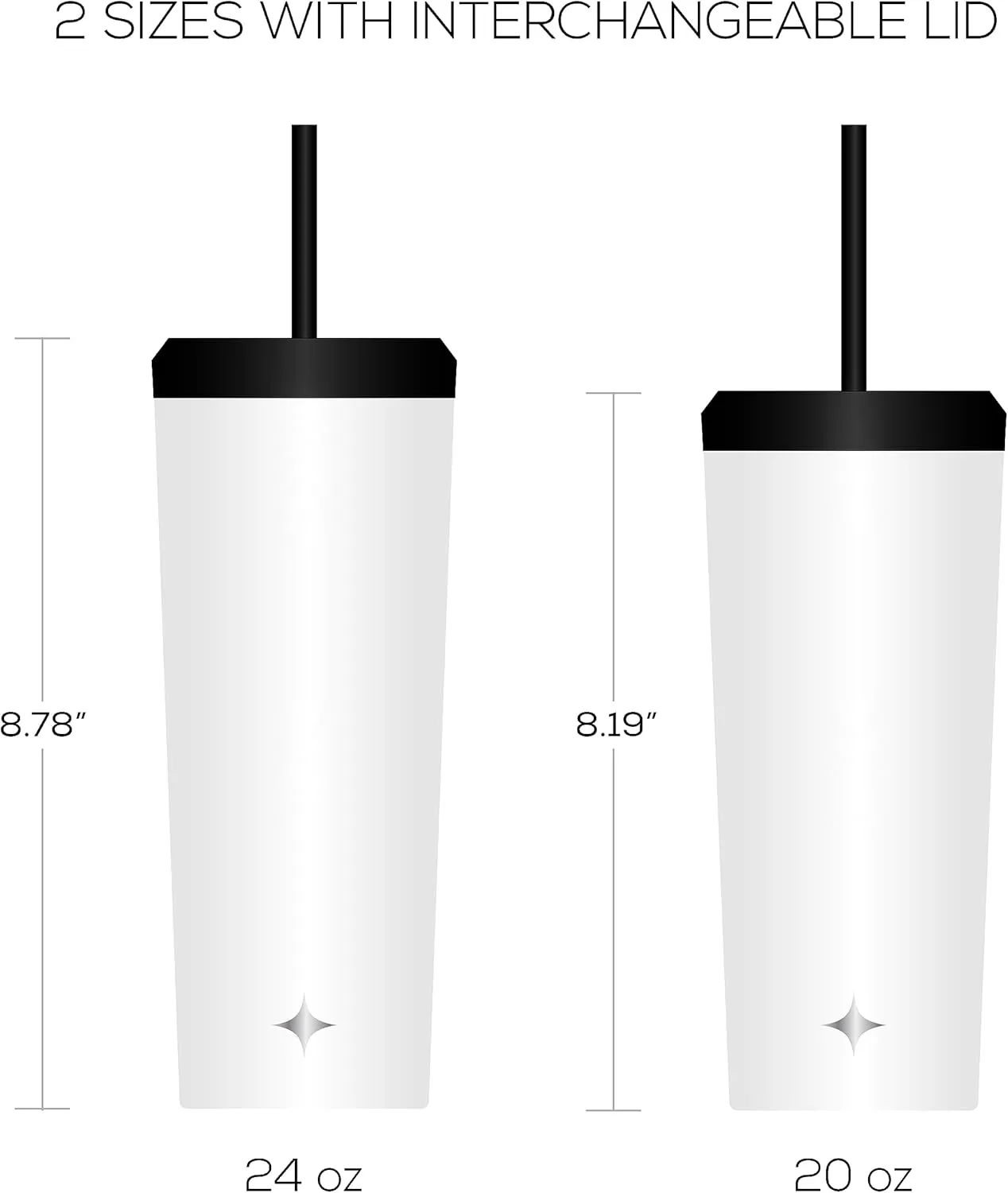 JoyJolt Vacuum Insulated 24 oz Tumbler with Lid and Straw (2 Each) Vacuum Double Wall Stainless Steel Tumbler, Copper Lined for 12Hr Hold/Cold Drinks. Leakproof Water Bottle, Tea or Iced Coffee Cup