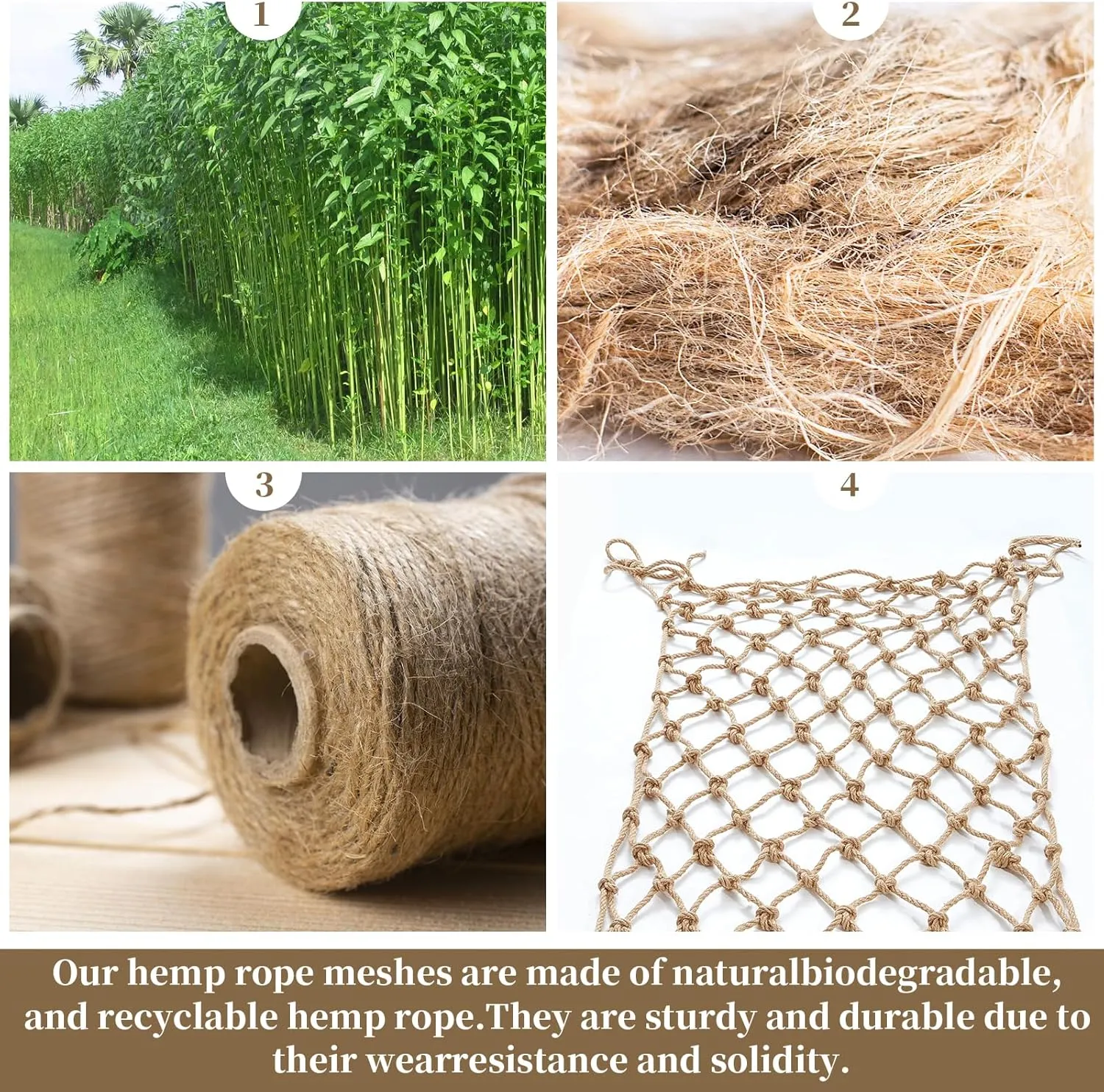 Jute Hemp Rope Net (3ftx6ft), Heavy Duty Natural Climbing Safety Rope Netting Balcony Stairs Fence Garden Playground Protection Net Indoor & Outdoor Decor Rope Net