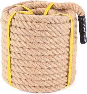 Jute Rope 1 in × 100ft Natural Hemp Rope Heavy Duty Jute Rope Twisted Rope for Indoor Outdoor Crafts, Nautical, Tug of War Rope, Railing, Hammock, Swing,Gardening, Climbing