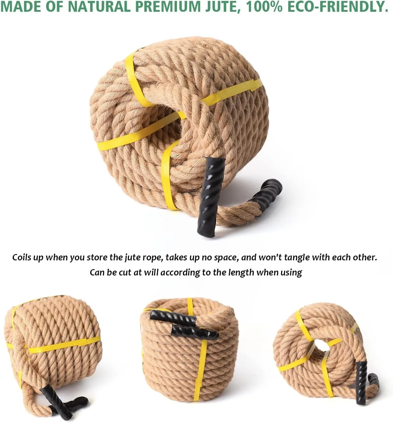 Jute Rope 1 in × 100ft Natural Hemp Rope Heavy Duty Jute Rope Twisted Rope for Indoor Outdoor Crafts, Nautical, Tug of War Rope, Railing, Hammock, Swing,Gardening, Climbing