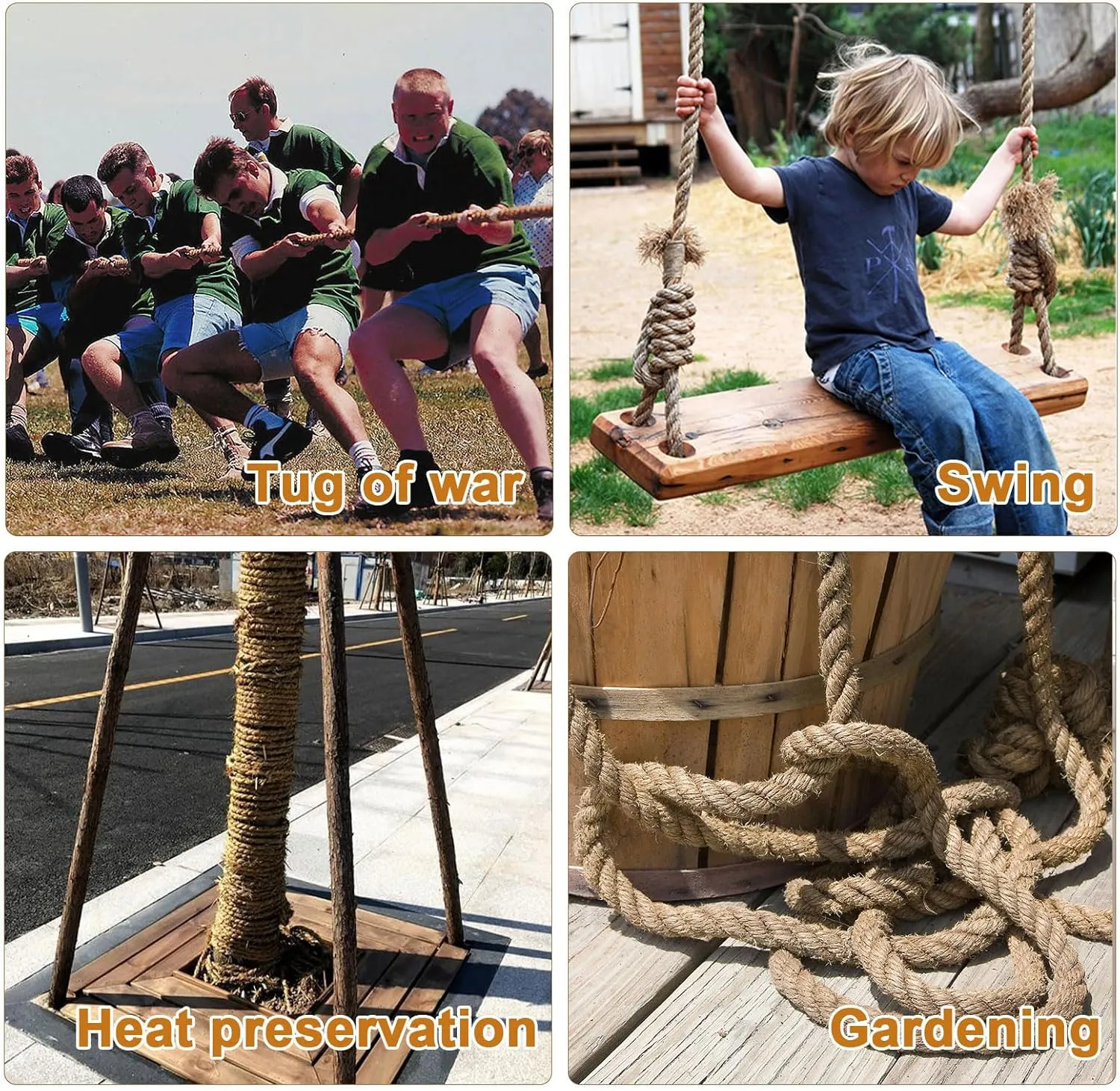 Jute Rope 1 Inch x 100 FT, Hemp Rope Twisted Heavy Duty Jute Rope, Manila Rope for Home Decor Crafts Swing Rope Railing Climbing Decorating