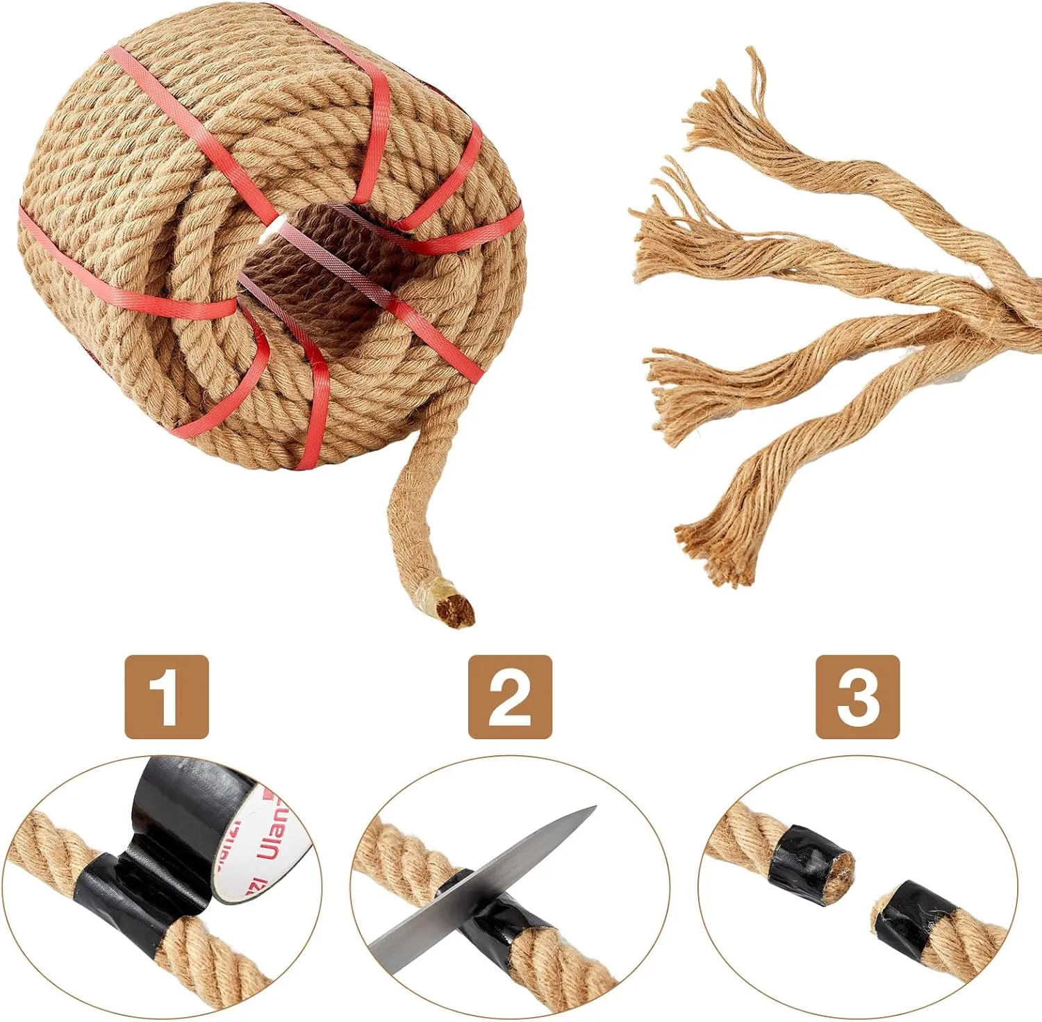 Jute Rope 1 Inch x 100 FT, Hemp Rope Twisted Heavy Duty Jute Rope, Manila Rope for Home Decor Crafts Swing Rope Railing Climbing Decorating
