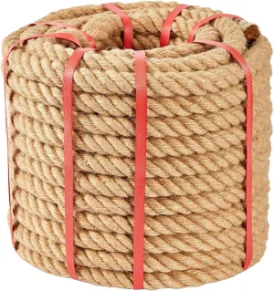 Jute Rope 1 Inch x 100 FT, Hemp Rope Twisted Heavy Duty Jute Rope, Manila Rope for Home Decor Crafts Swing Rope Railing Climbing Decorating