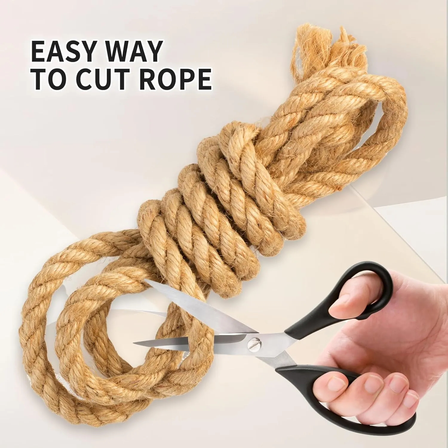 Jute Rope (3/4 in X 50 ft),Twisted Manila Rope,20mm Natural Thick Hemp Rope Heavy Duty Tug of War Ropes Thick Rope for Crafts Railing Gardening Bundling Hammocks Home Decorating