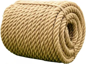 Jute Rope (4/5inchX 50ft) Twisted Hemp Rope for Crafts， Landscaping, Home Décor, Tug of War Ropes，Swing，and Gardening, Strong, and Durable (4/5inchX 50ft)