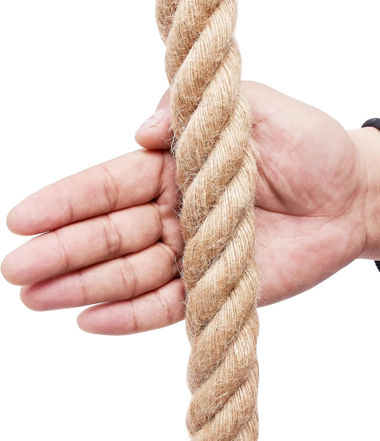 Jute Rope Heavy Duty 2 Inch 25 Feet, Natural Hemp Rope, Twisted Hemp Rope for Crafts, Gardening, Bundling, Climbing, Hammock, Nautical rope, Tug of War rope, Railings, Home Decorating (2 Inch×25 Feet)