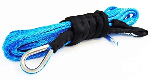 Jutemill 1/4" X 50 feet Long Synthetic Winch Rope | Winch Cable for ATV Off-Road Accessories, UTV, SUV, Truck Tow/Trailer, Boat Anchor Ropes (Blue)