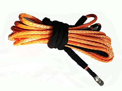 Jutemill 1/4" X 50 feet Long Synthetic Winch Rope | Winch Cable for ATV Off-Road Accessories, UTV, SUV, Truck Tow/Trailer, Boat Anchor Ropes (Blue)