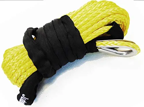 Jutemill 1/4" X 50 feet Long Synthetic Winch Rope | Winch Cable for ATV Off-Road Accessories, UTV, SUV, Truck Tow/Trailer, Boat Anchor Ropes (Blue)