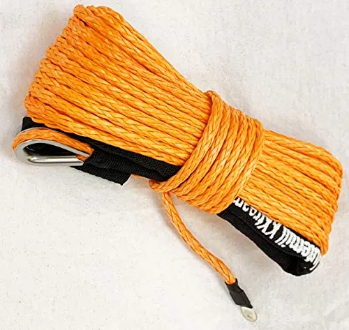 Jutemill 1/4" X 50 feet Long Synthetic Winch Rope | Winch Cable for ATV Off-Road Accessories, UTV, SUV, Truck Tow/Trailer, Boat Anchor Ropes (Blue)