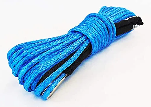 Jutemill 1/4" X 50 feet Long Synthetic Winch Rope | Winch Cable for ATV Off-Road Accessories, UTV, SUV, Truck Tow/Trailer, Boat Anchor Ropes (Blue)