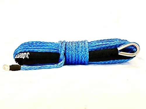 Jutemill 1/4" X 50 feet Long Synthetic Winch Rope | Winch Cable for ATV Off-Road Accessories, UTV, SUV, Truck Tow/Trailer, Boat Anchor Ropes (Blue)