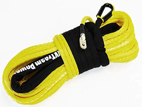 Jutemill 1/4" X 50 feet Long Synthetic Winch Rope | Winch Cable for ATV Off-Road Accessories, UTV, SUV, Truck Tow/Trailer, Boat Anchor Ropes (Blue)