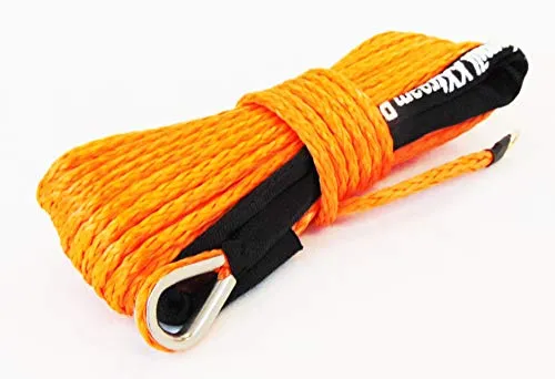 Jutemill 1/4" X 50 feet Long Synthetic Winch Rope | Winch Cable for ATV Off-Road Accessories, UTV, SUV, Truck Tow/Trailer, Boat Anchor Ropes (Blue)