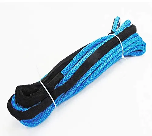 Jutemill 1/4" X 50 feet Long Synthetic Winch Rope | Winch Cable for ATV Off-Road Accessories, UTV, SUV, Truck Tow/Trailer, Boat Anchor Ropes (Blue)