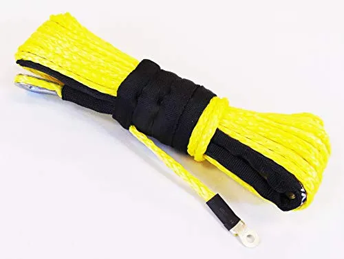 Jutemill 1/4" X 50 feet Long Synthetic Winch Rope | Winch Cable for ATV Off-Road Accessories, UTV, SUV, Truck Tow/Trailer, Boat Anchor Ropes (Blue)