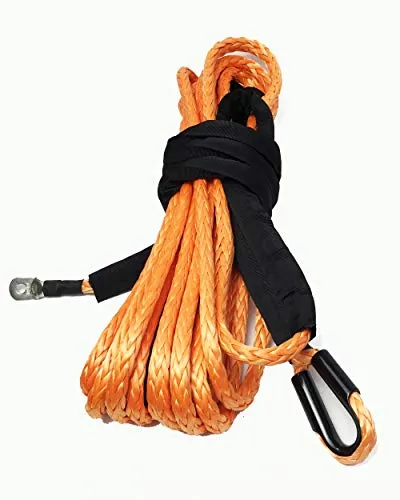 Jutemill 1/4" X 50 feet Long Synthetic Winch Rope | Winch Cable for ATV Off-Road Accessories, UTV, SUV, Truck Tow/Trailer, Boat Anchor Ropes (Blue)