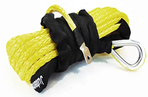 Jutemill 1/4" X 50 feet Long Synthetic Winch Rope | Winch Cable for ATV Off-Road Accessories, UTV, SUV, Truck Tow/Trailer, Boat Anchor Ropes (Blue)