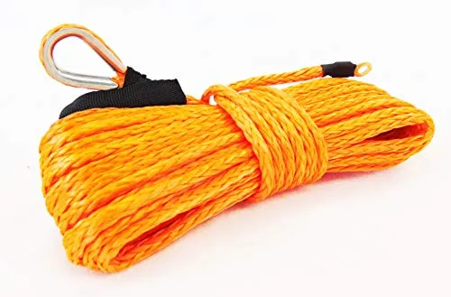 Jutemill 1/4" X 50 feet Long Synthetic Winch Rope | Winch Cable for ATV Off-Road Accessories, UTV, SUV, Truck Tow/Trailer, Boat Anchor Ropes (Blue)