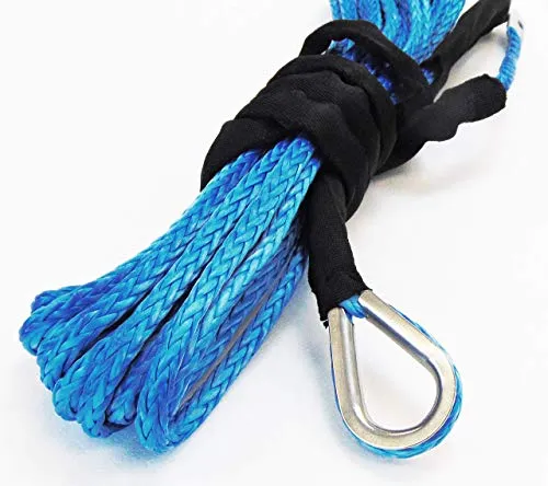 Jutemill 1/4" X 50 feet Long Synthetic Winch Rope | Winch Cable for ATV Off-Road Accessories, UTV, SUV, Truck Tow/Trailer, Boat Anchor Ropes (Blue)