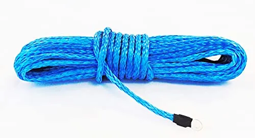 Jutemill 1/4" X 50 feet Long Synthetic Winch Rope | Winch Cable for ATV Off-Road Accessories, UTV, SUV, Truck Tow/Trailer, Boat Anchor Ropes (Blue)