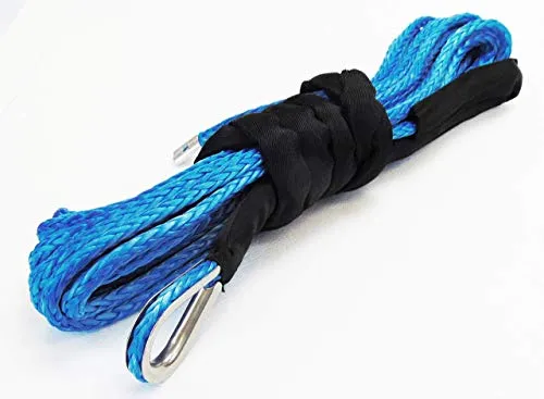 Jutemill 1/4" X 50 feet Long Synthetic Winch Rope | Winch Cable for ATV Off-Road Accessories, UTV, SUV, Truck Tow/Trailer, Boat Anchor Ropes (Blue)