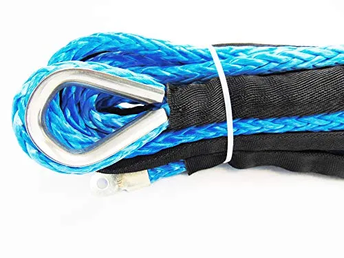 Jutemill 1/4" X 50 feet Long Synthetic Winch Rope | Winch Cable for ATV Off-Road Accessories, UTV, SUV, Truck Tow/Trailer, Boat Anchor Ropes (Blue)