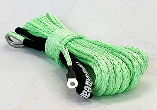 Jutemill 1/4" X 50 feet Long Synthetic Winch Rope | Winch Cable for ATV Off-Road Accessories, UTV, SUV, Truck Tow/Trailer, Boat Anchor Ropes (Blue)