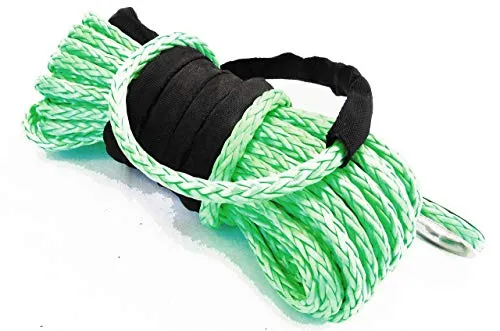 Jutemill 1/4" X 50 feet Long Synthetic Winch Rope | Winch Cable for ATV Off-Road Accessories, UTV, SUV, Truck Tow/Trailer, Boat Anchor Ropes (Blue)