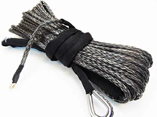 Jutemill 1/4" X 50 feet Long Synthetic Winch Rope | Winch Cable for ATV Off-Road Accessories, UTV, SUV, Truck Tow/Trailer, Boat Anchor Ropes (Blue)