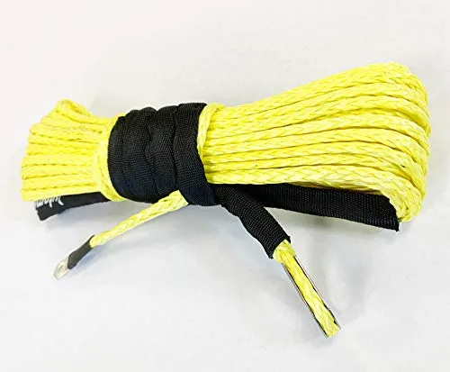 Jutemill 1/4" X 50 feet Long Synthetic Winch Rope | Winch Cable for ATV Off-Road Accessories, UTV, SUV, Truck Tow/Trailer, Boat Anchor Ropes (Blue)
