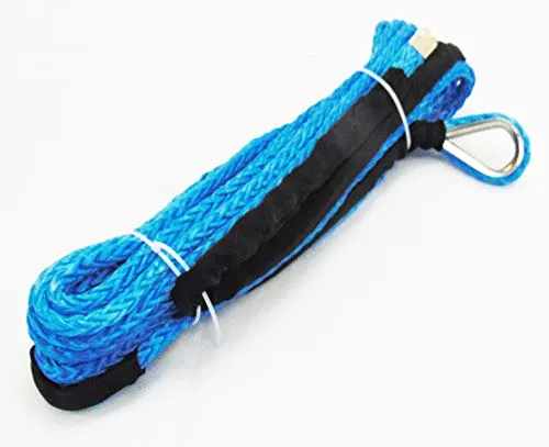Jutemill 1/4" X 50 feet Long Synthetic Winch Rope | Winch Cable for ATV Off-Road Accessories, UTV, SUV, Truck Tow/Trailer, Boat Anchor Ropes (Blue)