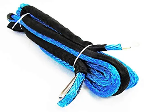 Jutemill 1/4" X 50 feet Long Synthetic Winch Rope | Winch Cable for ATV Off-Road Accessories, UTV, SUV, Truck Tow/Trailer, Boat Anchor Ropes (Blue)