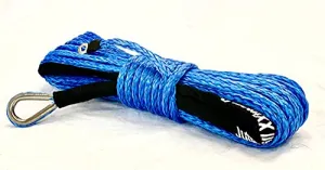 Jutemill 1/4" X 50 feet Long Synthetic Winch Rope | Winch Cable for ATV Off-Road Accessories, UTV, SUV, Truck Tow/Trailer, Boat Anchor Ropes (Blue)
