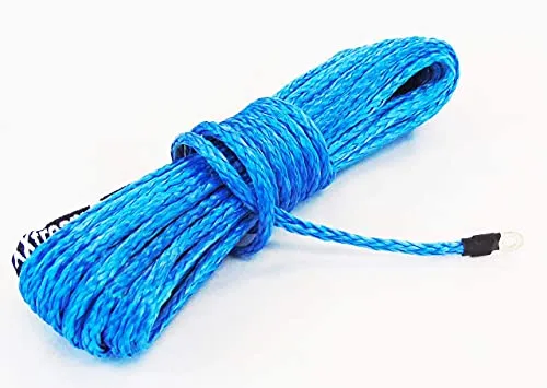 Jutemill 1/4" X 50 feet Long Synthetic Winch Rope | Winch Cable for ATV Off-Road Accessories, UTV, SUV, Truck Tow/Trailer, Boat Anchor Ropes (Blue)