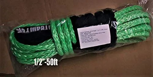 Jutemill 1/4" X 50 feet Long Synthetic Winch Rope | Winch Cable for ATV Off-Road Accessories, UTV, SUV, Truck Tow/Trailer, Boat Anchor Ropes (Blue)