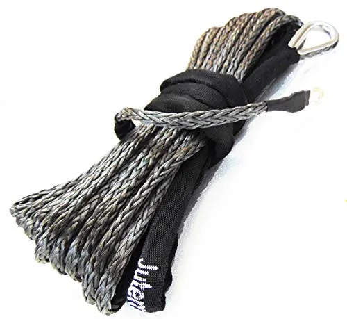 Jutemill 1/4" X 50 feet Long Synthetic Winch Rope | Winch Cable for ATV Off-Road Accessories, UTV, SUV, Truck Tow/Trailer, Boat Anchor Ropes (Blue)