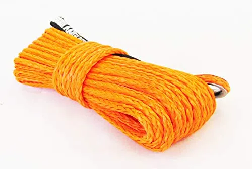 Jutemill 1/4" X 50 feet Long Synthetic Winch Rope | Winch Cable for ATV Off-Road Accessories, UTV, SUV, Truck Tow/Trailer, Boat Anchor Ropes (Blue)