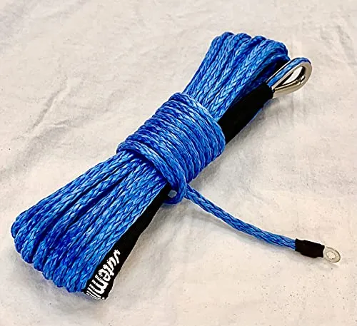 Jutemill 1/4" X 50 feet Long Synthetic Winch Rope | Winch Cable for ATV Off-Road Accessories, UTV, SUV, Truck Tow/Trailer, Boat Anchor Ropes (Blue)