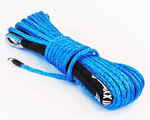 Jutemill 1/4" X 50 feet Long Synthetic Winch Rope | Winch Cable for ATV Off-Road Accessories, UTV, SUV, Truck Tow/Trailer, Boat Anchor Ropes (Blue)