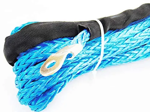 Jutemill 1/4" X 50 feet Long Synthetic Winch Rope | Winch Cable for ATV Off-Road Accessories, UTV, SUV, Truck Tow/Trailer, Boat Anchor Ropes (Blue)