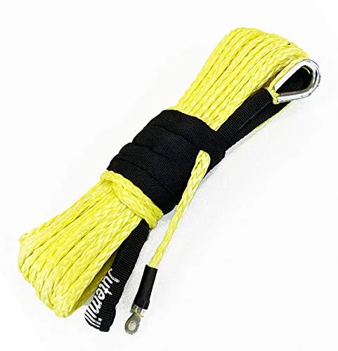 Jutemill 1/4" X 50 feet Long Synthetic Winch Rope | Winch Cable for ATV Off-Road Accessories, UTV, SUV, Truck Tow/Trailer, Boat Anchor Ropes (Blue)