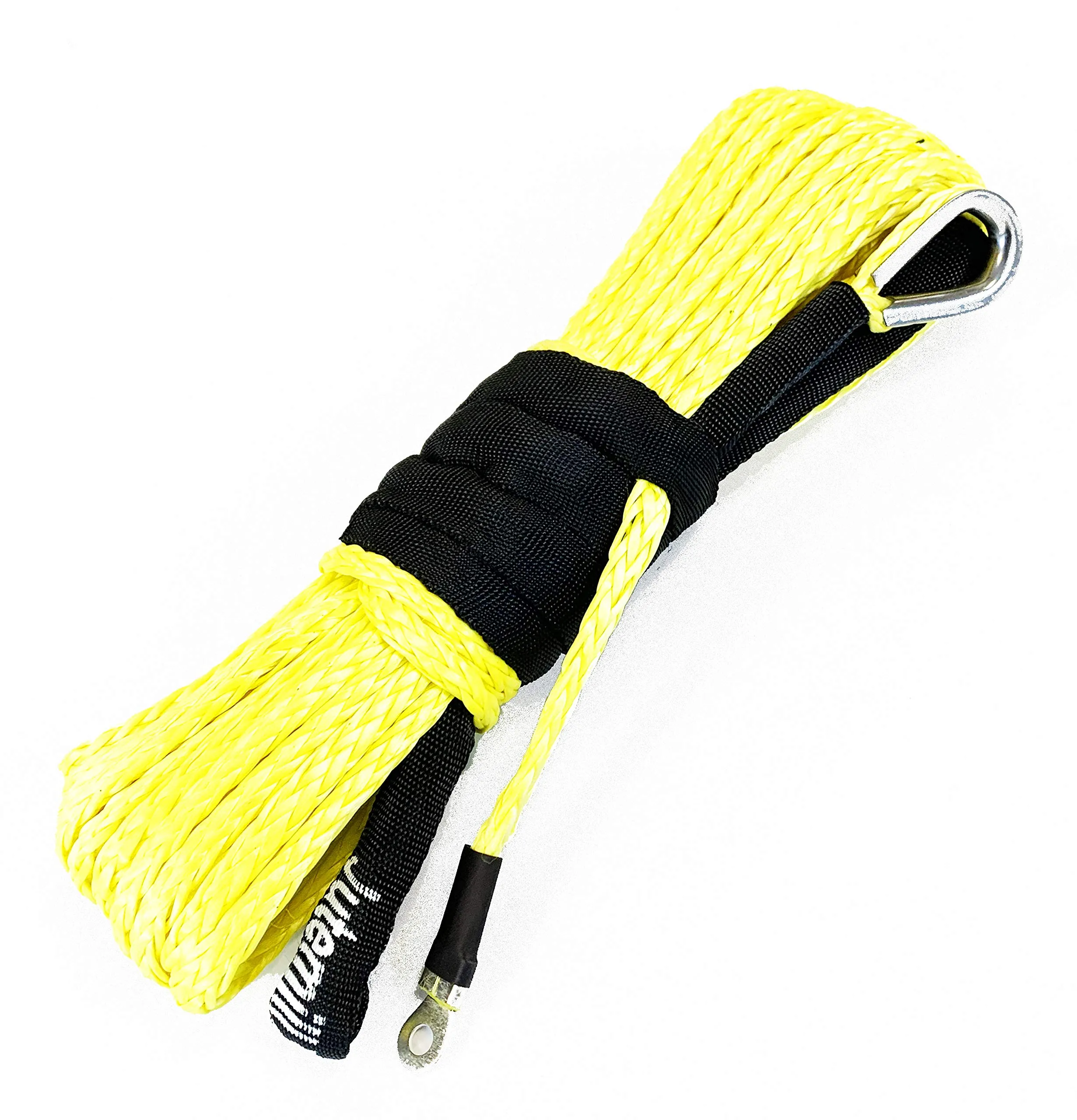 Jutemill ATV Winch Line Cable Rope Extension with Protective Sleeves Synthetic Winch Rope for SUV UTV ATV Off Road Accessories (1/4" X 50 feet Blue)