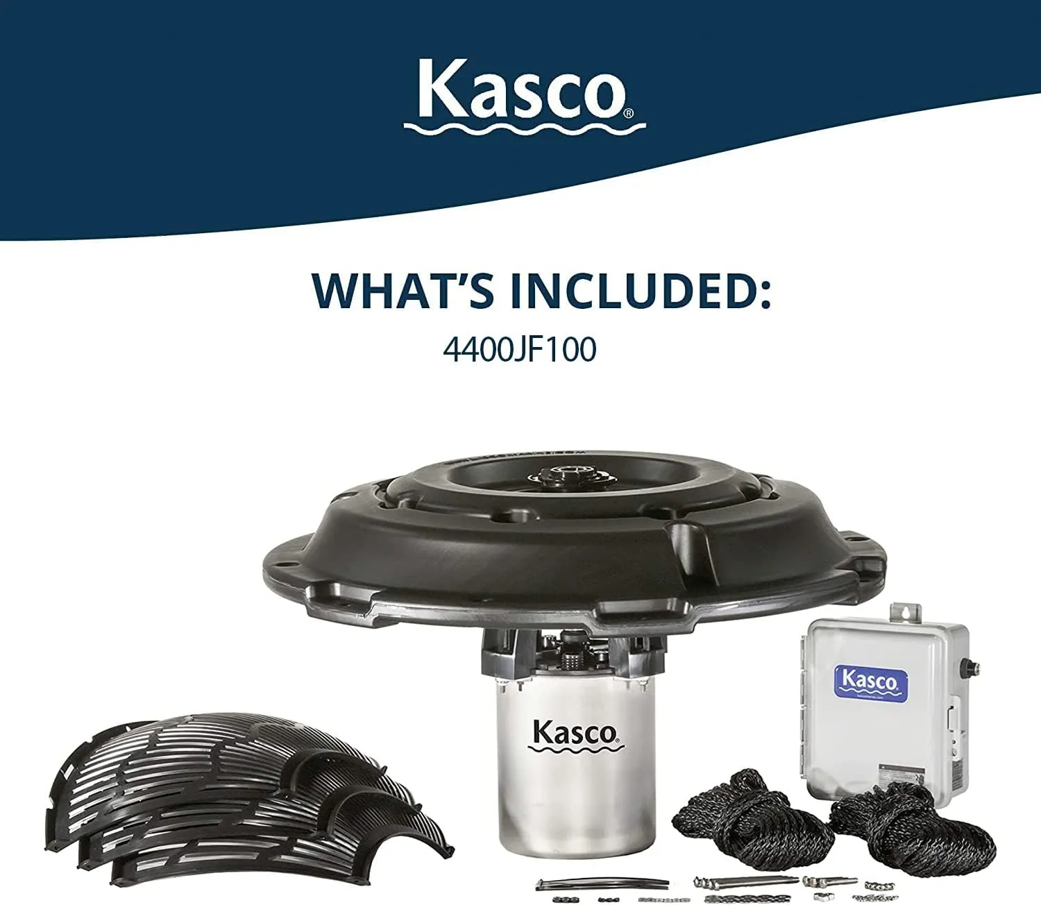 Kasco 1 HP J Series Decorative Fountain - 120V with 100 Ft Electric Power Cord | Pond and Lake Fountain | Efficient Pond Aerator Outdoor Fountain