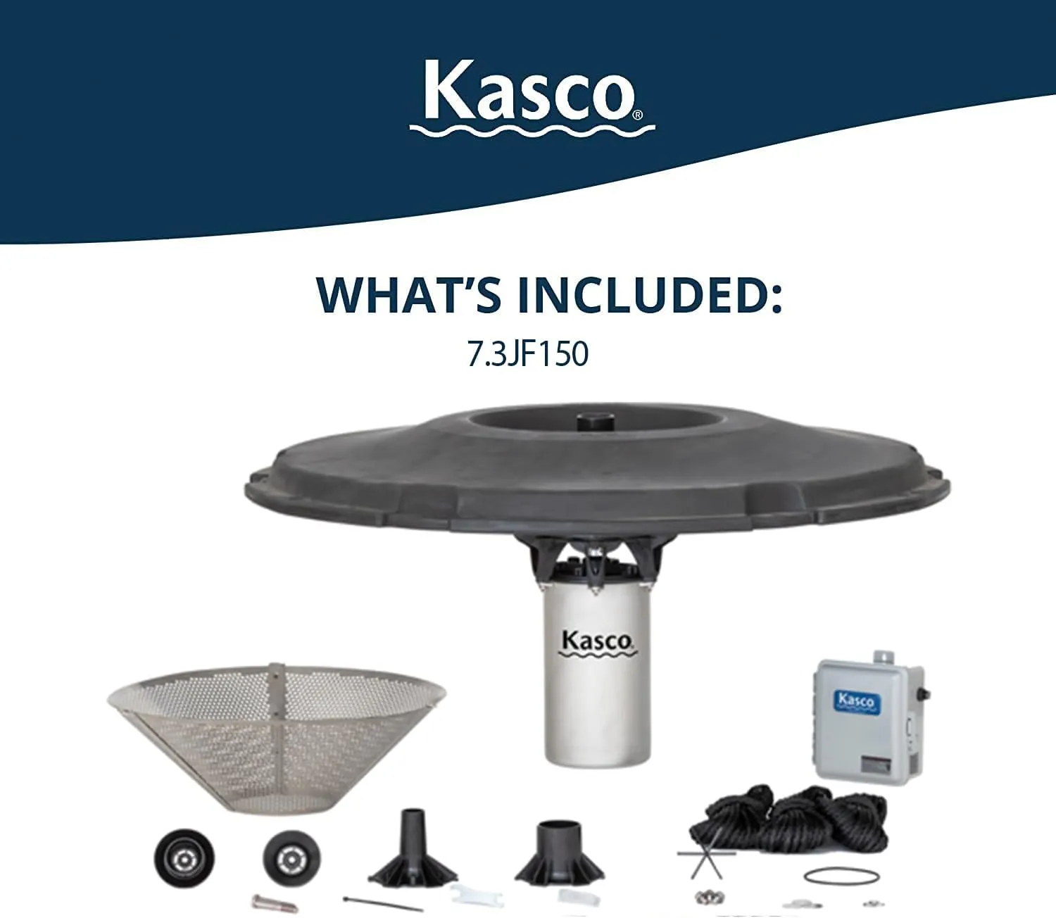 Kasco 7-1/2HP J Series Fountain - 240V, 150 Ft Power Cord – Pond and Lake Fountain – Decorative Pond Aerator Outdoor Fountain