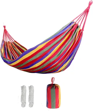 KAYNO Outdoor Leisure Single Double Canvas Thickened Hammock with Rope Camping Swing