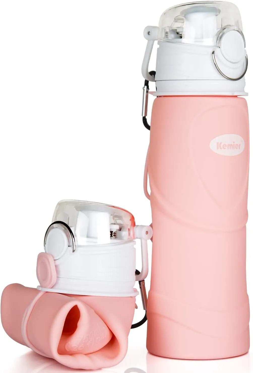 Kemier Collapsible Silicone Water Bottles-750ML,Medical Grade,BPA Free Travel Water Bottle Can Roll Up,26oz,Leak Proof Foldable Sports & Outdoor Water Bottles