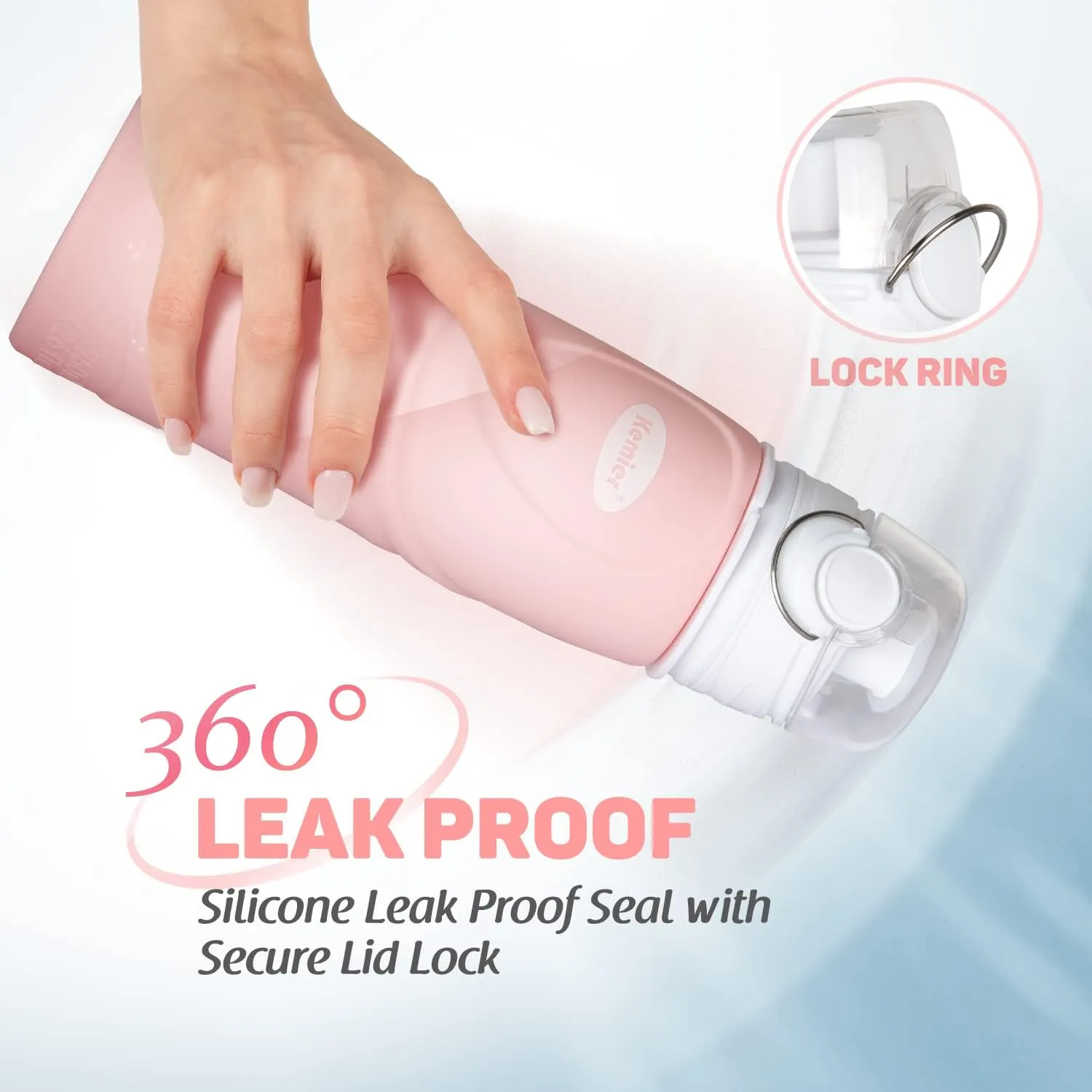 Kemier Collapsible Silicone Water Bottles-750ML,Medical Grade,BPA Free Travel Water Bottle Can Roll Up,26oz,Leak Proof Foldable Sports & Outdoor Water Bottles