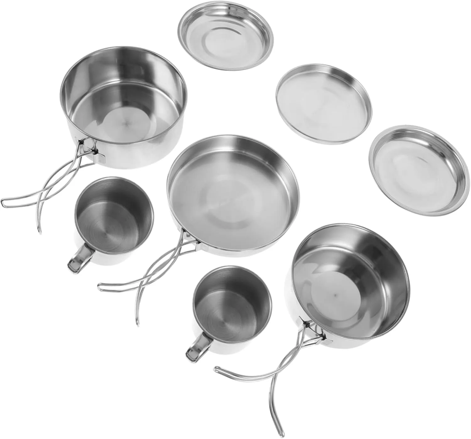 KESYOO 1 Set Outdoor Camping Tableware Cookware Picnic Pot Pans Cooking Frying Portable Utensils Skillet Camping Fry Pan Outdoor Kitchenware Silver Stainless Steel
