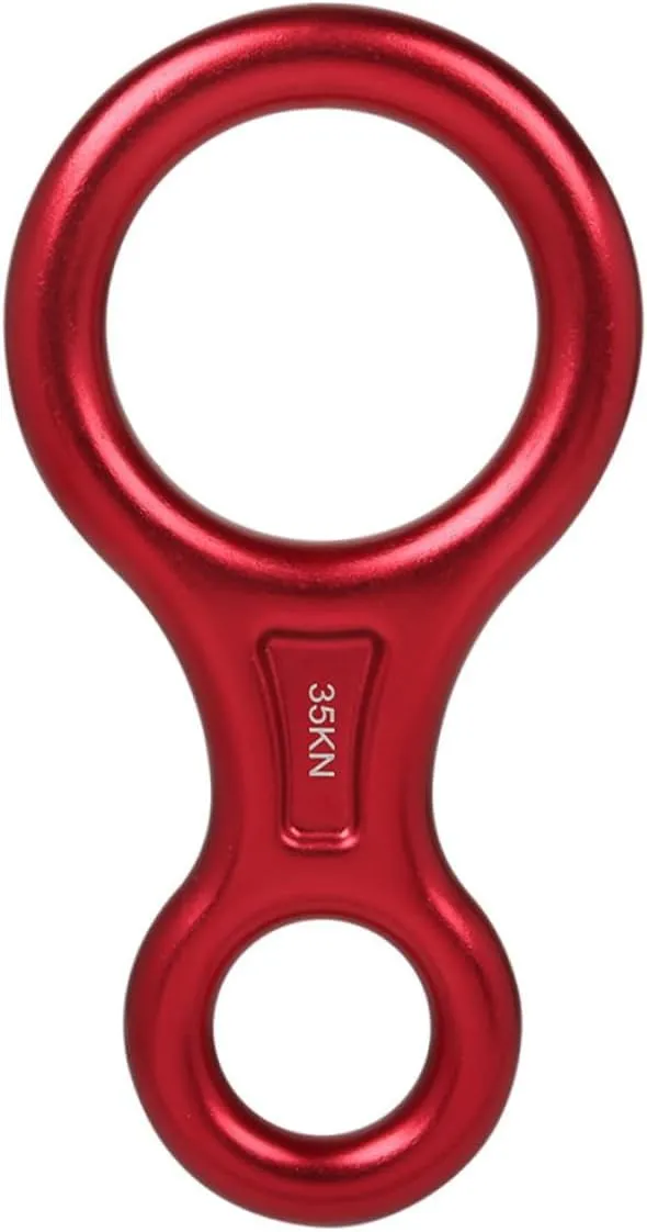 KESYOO 2Pcs Climbing Descender Figure Rappelling Gear Durable Downhill Eight Ring Rappel Device Red and Golden for Outdoor Sports and Adventures